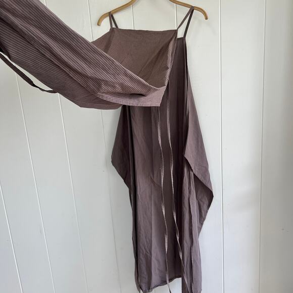 DEIJI STUDIOS The Double Tie Striped Organic Cotton-poplin Wrap Midi Dress S/M - Picture 9 of 12